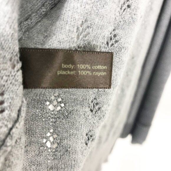 The Limited Sweater Women's M Grey Open-Front Belted Mixed Media Knit Cardigan - Picture 7 of 13